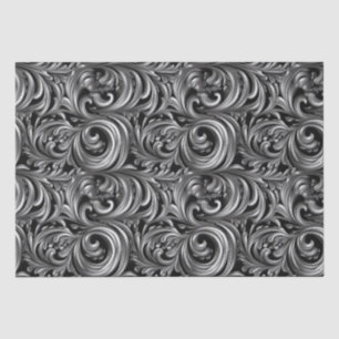Papier Mousseline Élégance liquide - motif liquide noir métallique