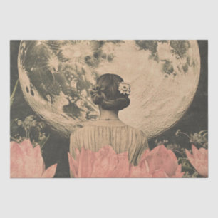 Papier Mousseline Élégance Lune - Vue arrière d'une femme avec Lune