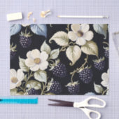 Papier Mousseline Élégance Royale Mûre et Fleurs (Artisanat)