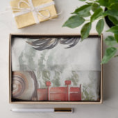 Papier Mousseline Élégance rustique : Ferme d'arbres de Noël et poul (Cadeau)