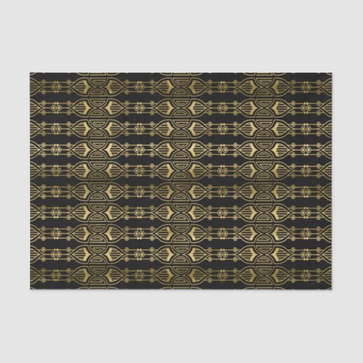 Papier Mousseline élégant art déco motif en or noir (Recto)