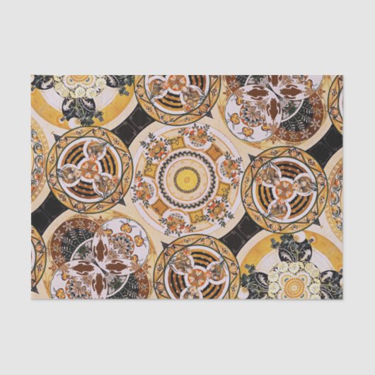 Papier Mousseline Élégant Art Nouveau Décoratif Gold Brown Motif (Recto)