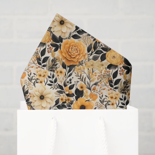 Papier Mousseline Élégant automne floral (Sac cadeau)
