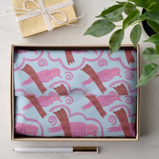 Papier Mousseline Elegant birds Pattern Tissue Paper (Cadeau)