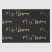 Papier Mousseline Élégant Black Gold Joyeux Noël (Recto)