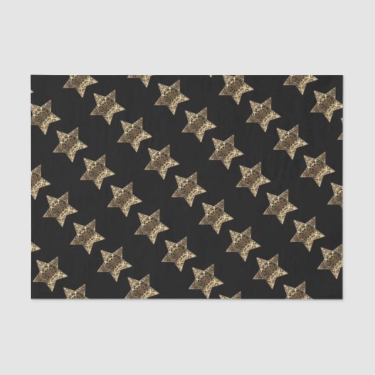 Papier Mousseline Elégant Black Gold Look Christmas Stars Motif (Recto)