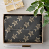 Papier Mousseline Elégant Black Gold Look Christmas Stars Motif (Cadeau)