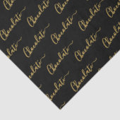Papier Mousseline Elegant Black Gold Script Chocolatier Qr Code (Détail)