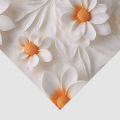 Papier Mousseline Élégant blanc et orange floral texturé (Détail)