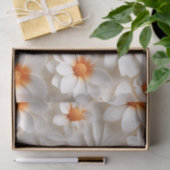 Papier Mousseline Élégant blanc et orange floral texturé (Cadeau)