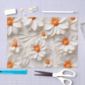 Papier Mousseline Élégant blanc et orange floral texturé (Artisanat)