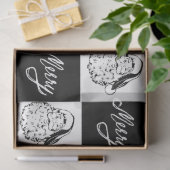 Papier Mousseline Elégant blanc moderne Père Noël Joyeux Noël (Cadeau)