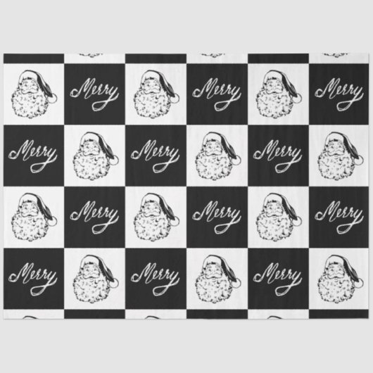 Papier Mousseline Elégant blanc moderne Père Noël Joyeux Noël (Recto)