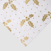 Papier Mousseline Elégant blanc & or huile de Noël Holly Motif (Détail)