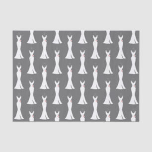 Papier Mousseline Elégant blanc sur gris - Motif élégant