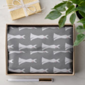 Papier Mousseline Elégant blanc sur gris - Motif élégant (Cadeau)