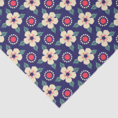 Papier Mousseline Elégant bleu marine avec fleurs de crème (Détail)