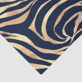 Papier Mousseline Elégant bleu marine Gold Zebra Imprimer (Détail)