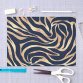 Papier Mousseline Elégant bleu marine Gold Zebra Imprimer (Artisanat)
