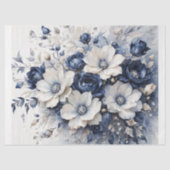 Papier Mousseline Elegant Blossoms in Blue & White Decoupage (Recto)