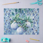 Papier Mousseline Elegant Blue Christmas Floral Balls Decoupage (Artisanat)