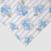 Papier Mousseline Elegant Blue Hydrangea Pattern Gray Stripe  (Détail)