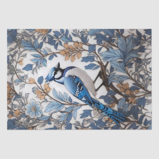Papier Mousseline Elégant Blue Jay William Morris inspiré (Recto)