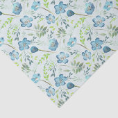 Papier Mousseline Elégant Boho bleu vert Aquarelle Fleurs (Détail)
