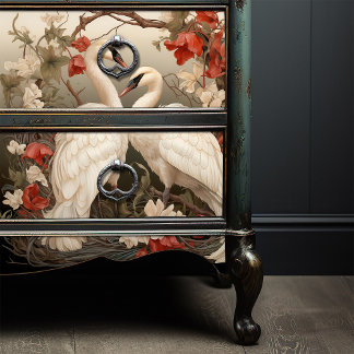 Papier Mousseline Elégant Boho victorien Vintage Swans romantiques