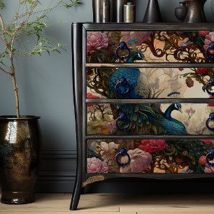 Papier Mousseline Élégant Boho Vintage victorien Peacocks Découpage