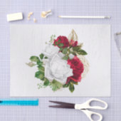 Papier Mousseline Élégant bouquet de rose blanche rouge (Artisanat)