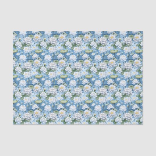 Papier Mousseline Élégant carrelage fleuri de lotus (Recto)