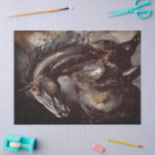 Papier Mousseline Élégant Cheval Art Encre Abstraite (Artisanat)