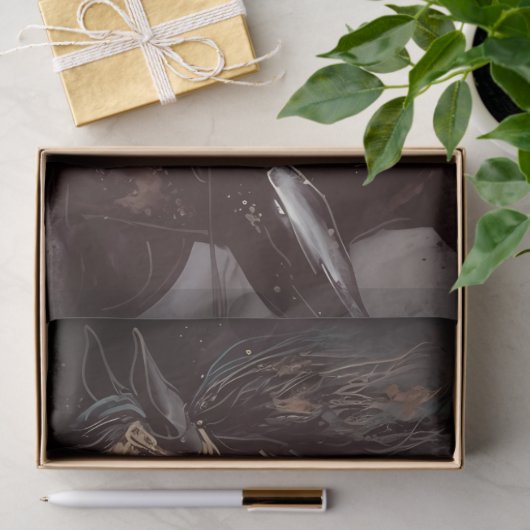 Papier Mousseline Élégant Cheval Art Encre Abstraite (Cadeau)