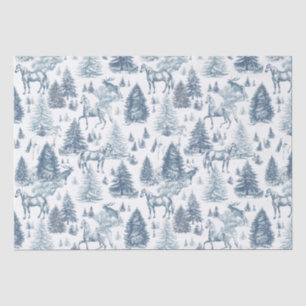 Papier Mousseline Elégant Cheval Blanc Vintage en Toile de Bois de N