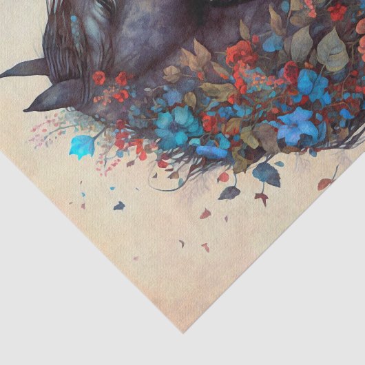 Papier Mousseline Élégant Cheval Floral (Détail)