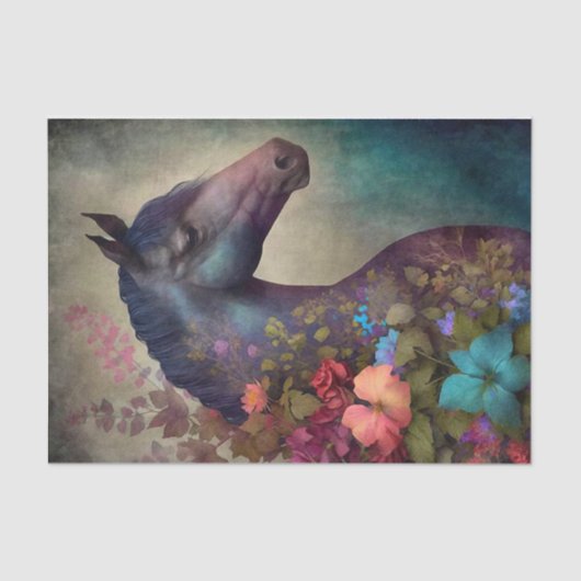 Papier Mousseline Élégant Cheval Floral (Recto)