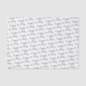 Papier Mousseline Elegant Chic Black and White Script Happy Birthday (Recto)