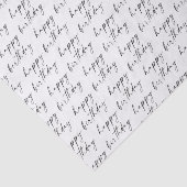 Papier Mousseline Elegant Chic Black and White Script Happy Birthday (Détail)