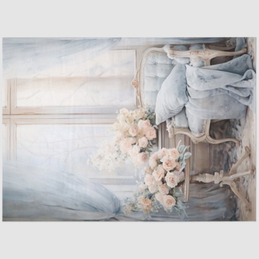 Papier Mousseline Elégant chic et chic canapé-lit et fleurs (Recto)