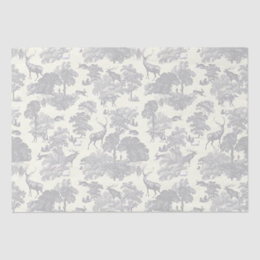 Papier Mousseline Elégant Chic gris clair Toile Deer Woodland (Recto)