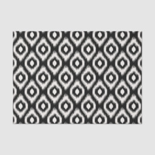 Papier Mousseline Élégant Chic Mod Noir Ivoire Diamant Motif Ikat