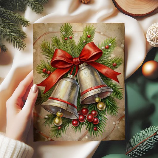 Papier Mousseline Elegant Christmas bells decoupage paper holly