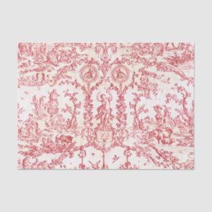 Papier Mousseline Élégant Classique Toile de Jouy Rouge Vintage Camp