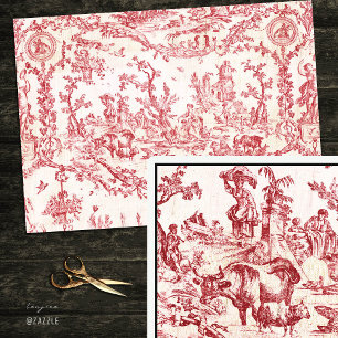Papier Mousseline Élégant Classique Toile Rouge Vintage de Campagne