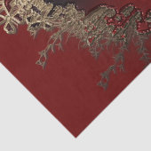 Papier Mousseline Élégant coeur victorien moderne rouge-or Noël (Détail)