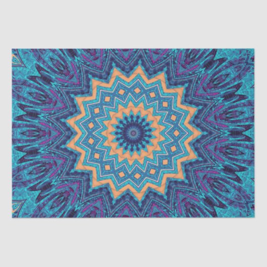 Papier Mousseline élégant cool bleu mandala moquette motif (Recto)