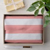 Papier Mousseline Élégant corail blanc Motif rayé (Cadeau)