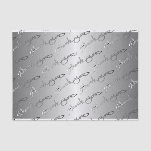 Papier Mousseline Elégant couleur argent "Merci" écrit à la main (Recto)