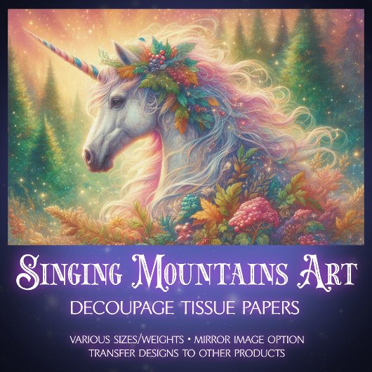 Papier Mousseline Élégant couleur Unicorn Portrait Découpage